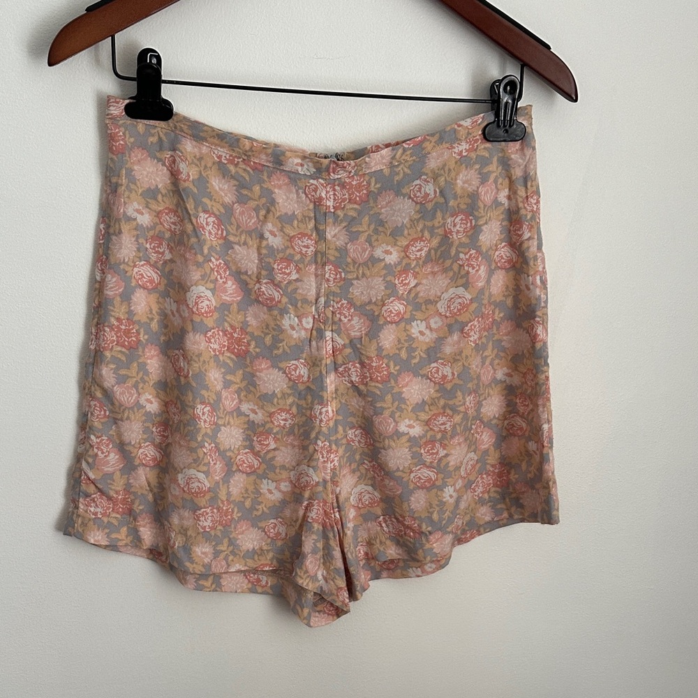 Reformation Floral High Waist Shorts - Pink and Cream